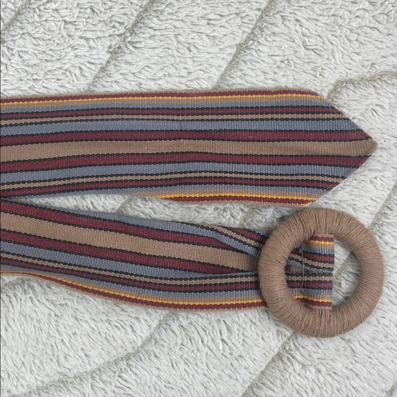 Vintage Wide Woven Belt Horizontal Striped